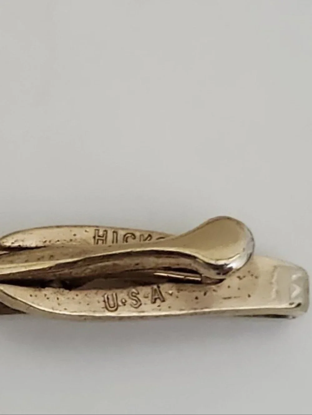 Vintage Hickok Gold Tone Tie Bar Clip Elongated Figure Eight MCM Art Deco